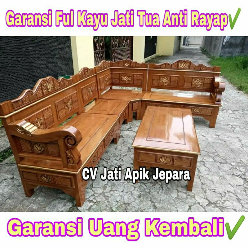 Kursi Sudut Bagong Kayu Jati Kursi Ruang Tamu Minimalis