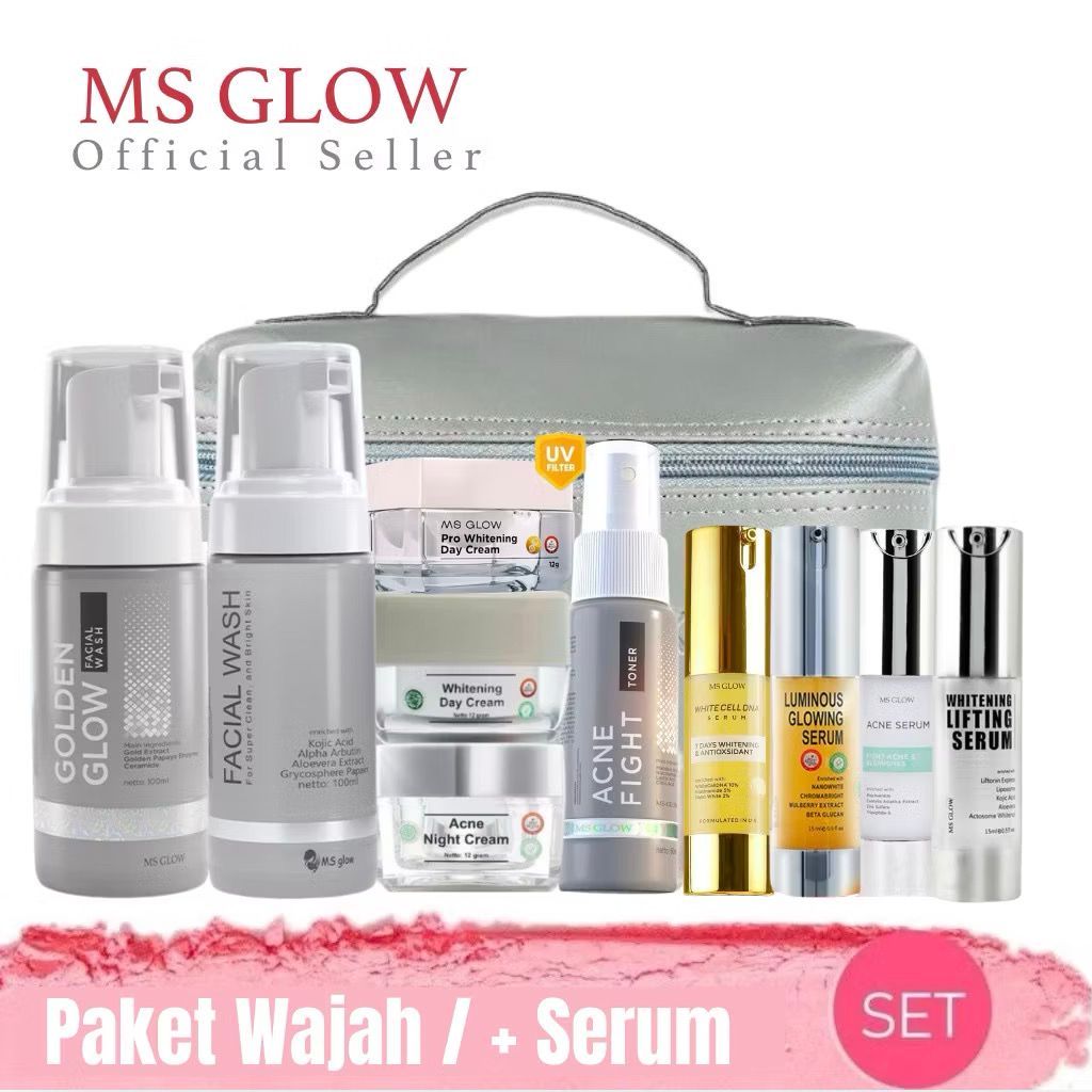 MS GLOW paket whitening / paket ultimate / paket lumious / paket acne / serum msglow terbaru ori
