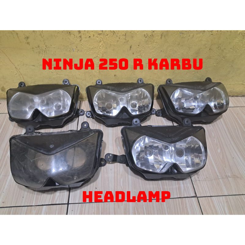 reflektor lampu depan headlamp ninja 250 r karbu original copotan