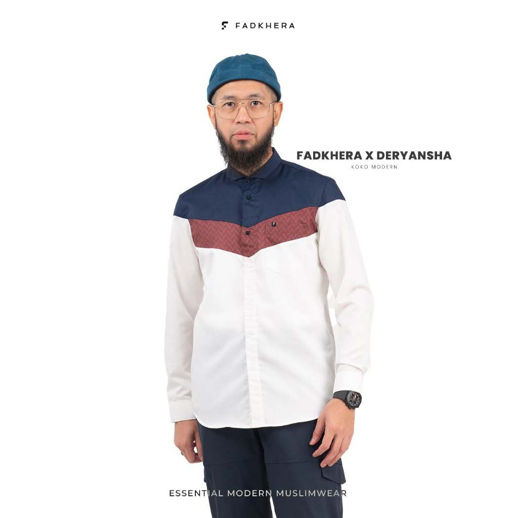 KOKO DEWASA MODERN FADKHERA OFFICIAL FADKHERA X DERYANSHA LENGAN PANJANG DAN PENDEK WHITE NAVY MAROO