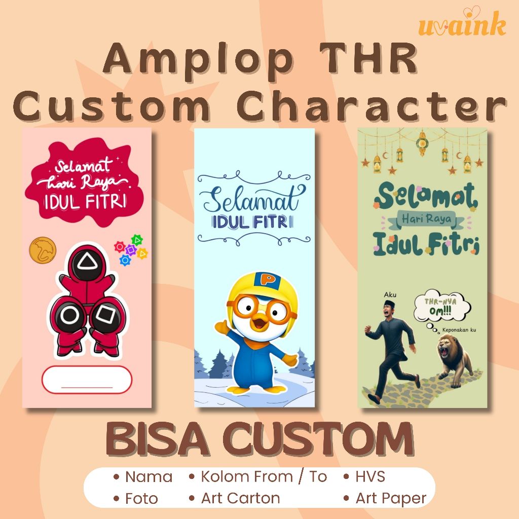 

READY STOCK Amplop THR Lebaran Custom Gambar / Character