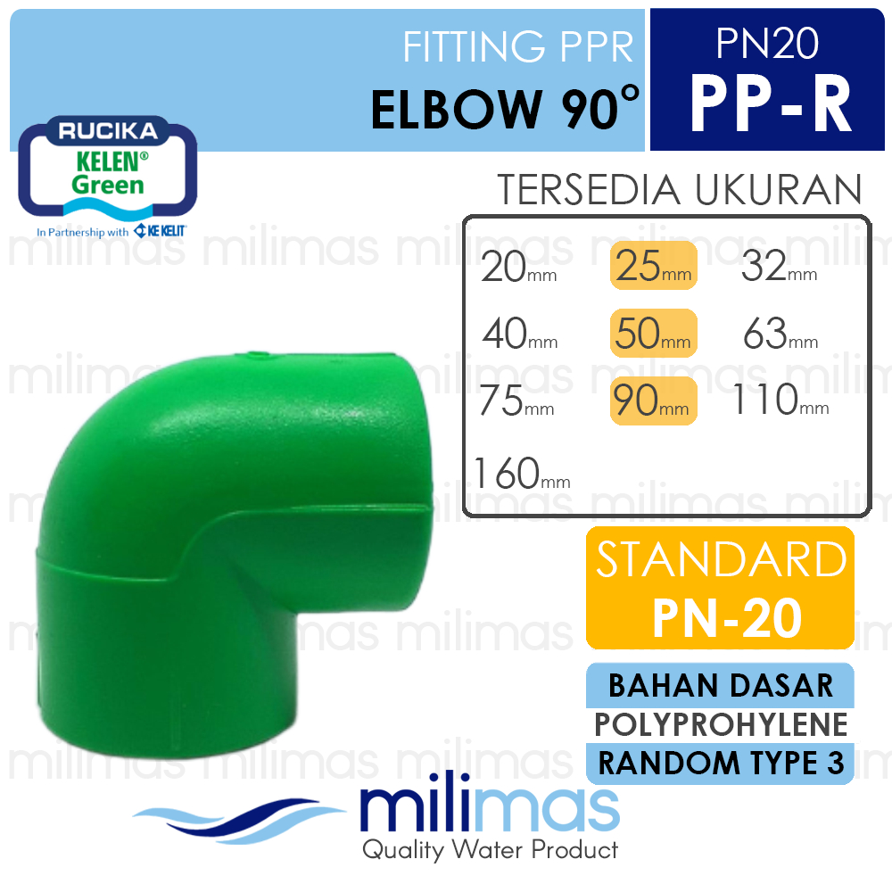 RUCIKA GREEN PPR ELBOW 90 - Knee - Keni 90 PN20 Air Panas - KELEN GREEN