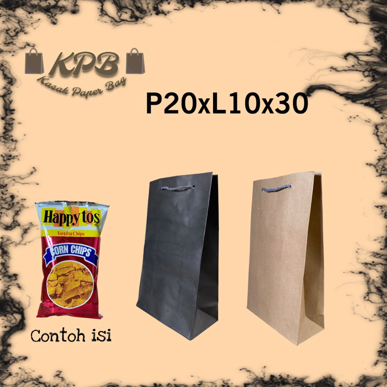 

(12 Pcs) PAPERBAG HITAM TAS KERTAS / HAMPERS/ SHOPPING / SOUVENIR [20x30x10]