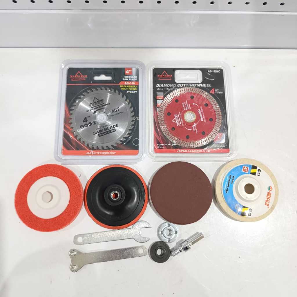 PAKET LENGKAP Mata Gerinda Potong Kayu - Keramik - Besi - Amplas - Poles - Asah - Amplas