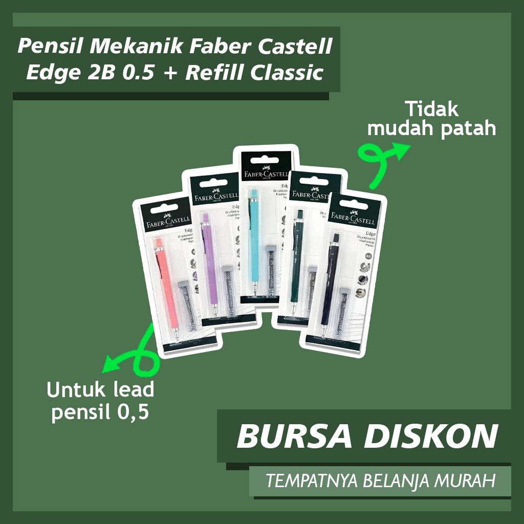 

Pensil Mekanik Faber Castell Edge 2B 0.5 + Refill Classic Pensil Mekanik Edge Mechanical Classic
