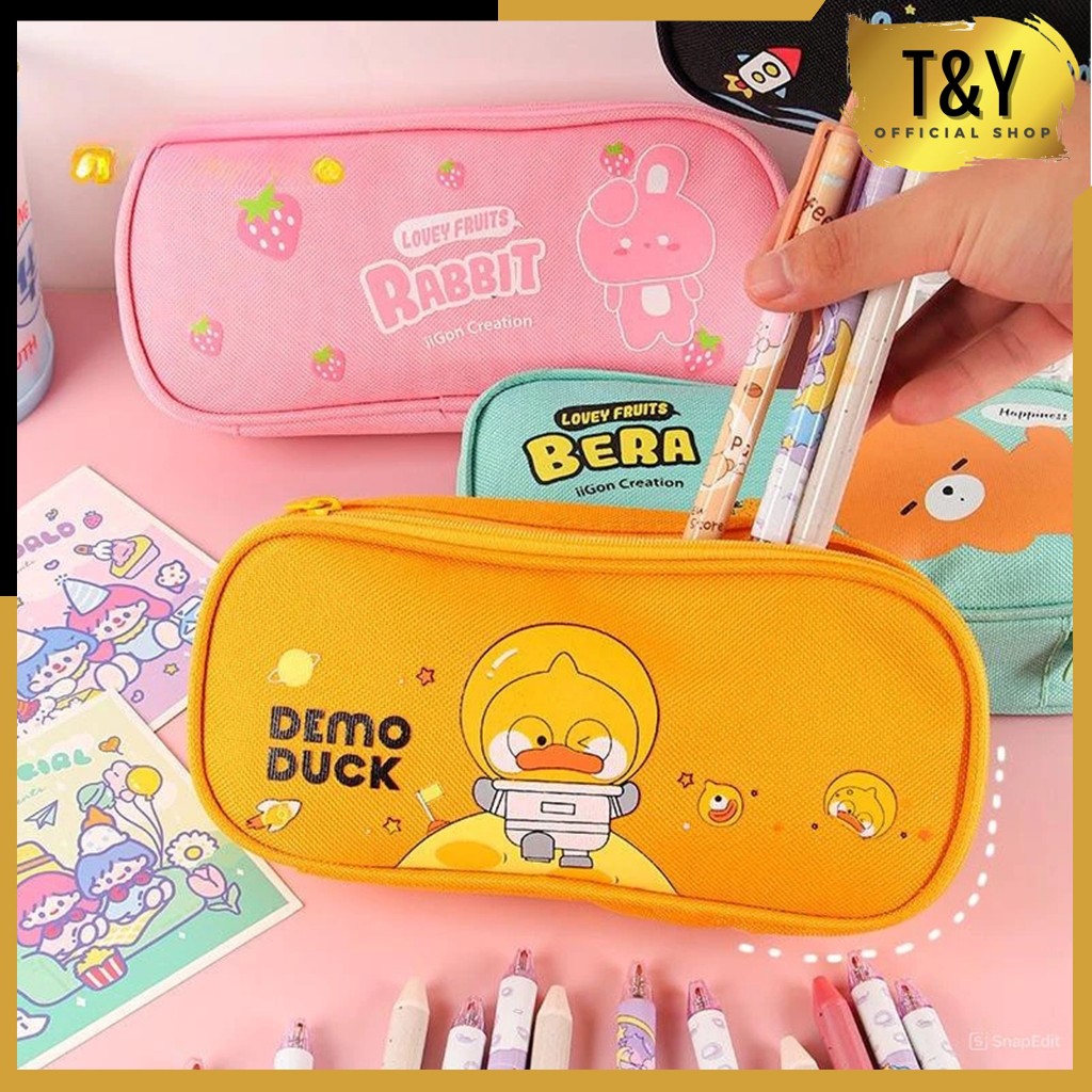 

T&Y Kotak Pensil Serbaguna Motif Animal Tempat Pensil Karakter Kartun Kotak Pensil Sleting Lucu Tempat Alat Tulis Perlengkapan Sekolah Kantor Double Layer Kotak Pensil Anak Perempuan Kapasitas Besar