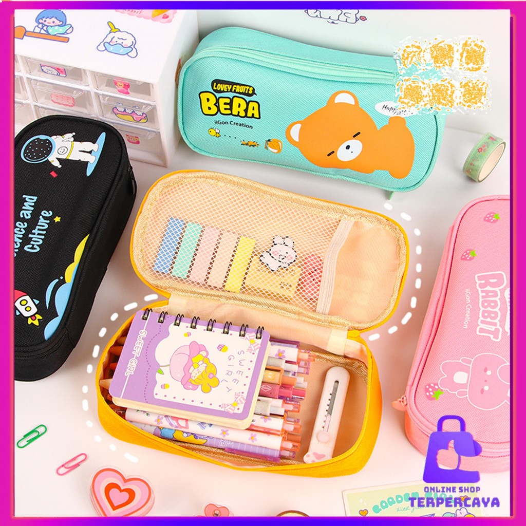 

OST Tempat Pensil Karakter Kartun Kotak Pensil Serbaguna Motif Animal Kotak Pensil Sleting Lucu Kotak Pensil Anak Perempuan Kapasitas Besar Tempat Alat Tulis Perlengkapan Sekolah Kantor Double Layer