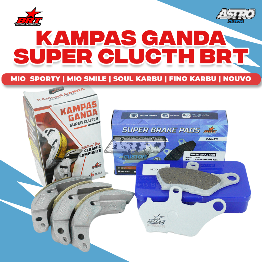 Kampas Ganda BRT Mio Karbu Sporty Smile Fino Soul Karbu Super Clutch Free Kampas Rem Ceramic BRT H-5
