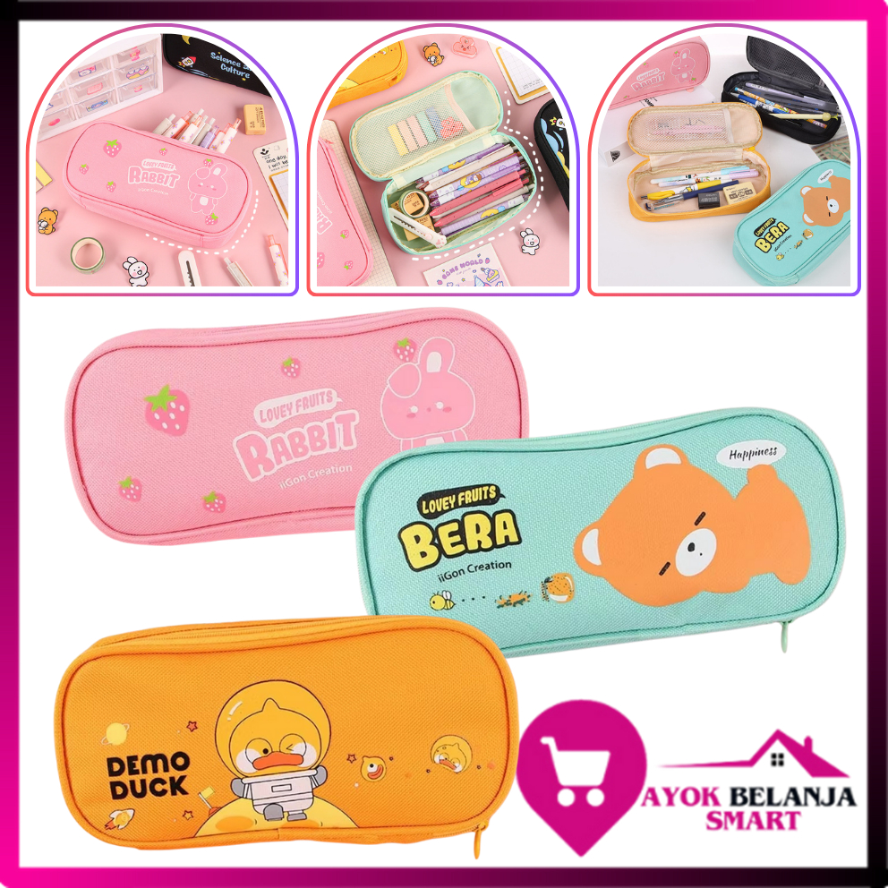 

ABS Tempat Pensil Karakter Kartun Kotak Pensil Serbaguna Motif Animal Kotak Pensil Sleting Lucu Tempat Alat Tulis Perlengkapan Sekolah Kantor Double Layer Kotak Pensil Anak Perempuan Kapasitas Besar