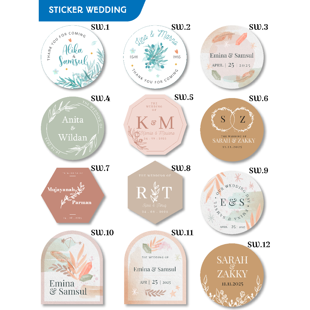 

ASHJENA Stiker Wedding Sticker Label Pernikahan Hang tag hangtag souvenir free plong segel box