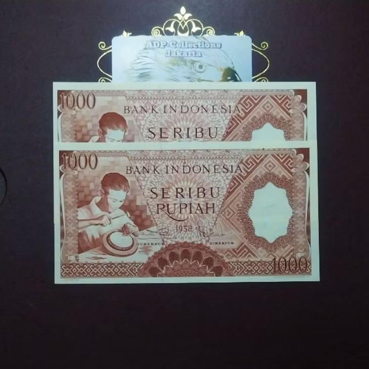 Uang kuno 1000 pekerja coklat 1958