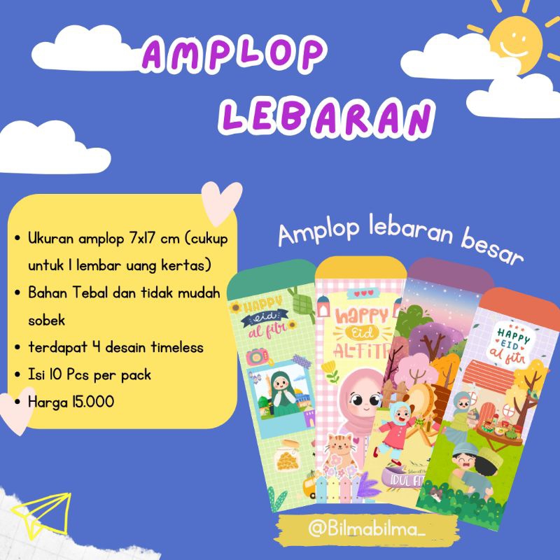 

Amplop THR amplop lebaran ukuran besar sedang landscape isi 10 pcs dapat 4 desain