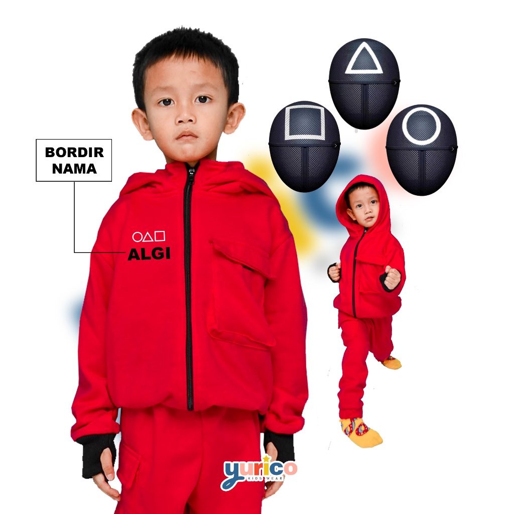 Setelan Jaket Hoodie Squid Game Anak Penjaga Squid Game