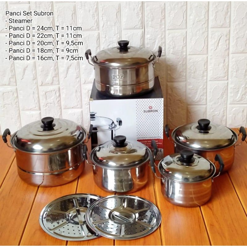 Panci set 12 pcs + steamer subron panci set steamer cookware set plus steamer