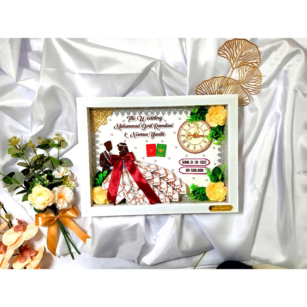 Mahar Pernikahan Gaun / Mahar Jam Minimalis Modern / Bingkai mahar Pernikahan