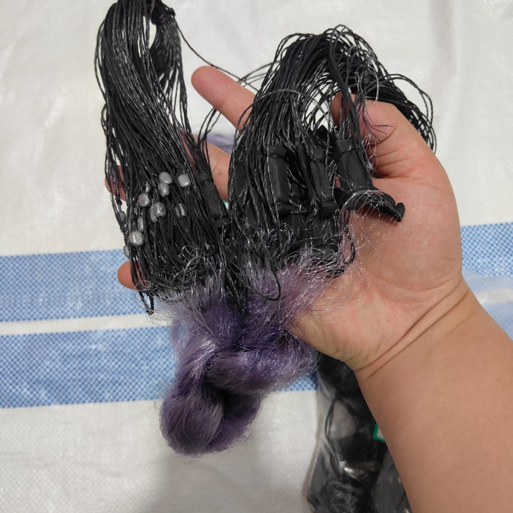 Jaring ikan siap pakai/jaring ungu panjang 15m 1 jari, 2 jari, 3jari dan 4 jari