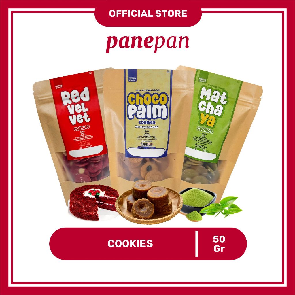 

Cookies by panepan / Kukis Kue Cemilan Camilan Snack Sehat/ 50GR Murah Enak, Matcha Taro Red Velvet