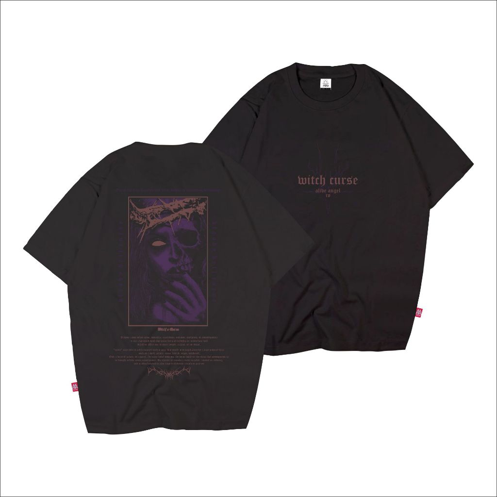 T-shirt Metal Underground Black Tee Art Witch Cruse Head Got Skull / Kaos Distro Pria & Wanita Premi