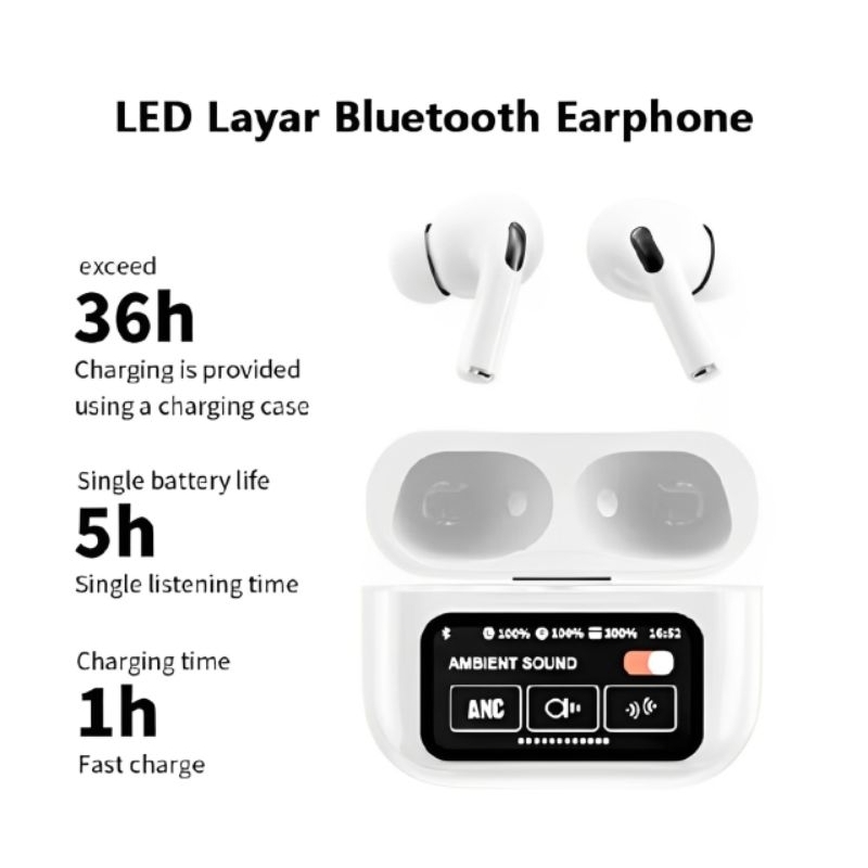 TWS + layar pintar "ANC/ENC" A9Pro Bluetooth