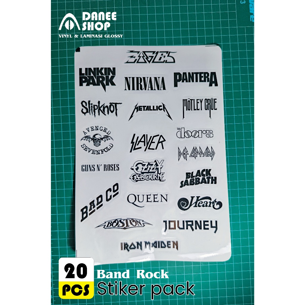

Paket Stiker Band Rock 20 PCS - Vinyl Waterproof - Linkin Park, Nirvana, Queen