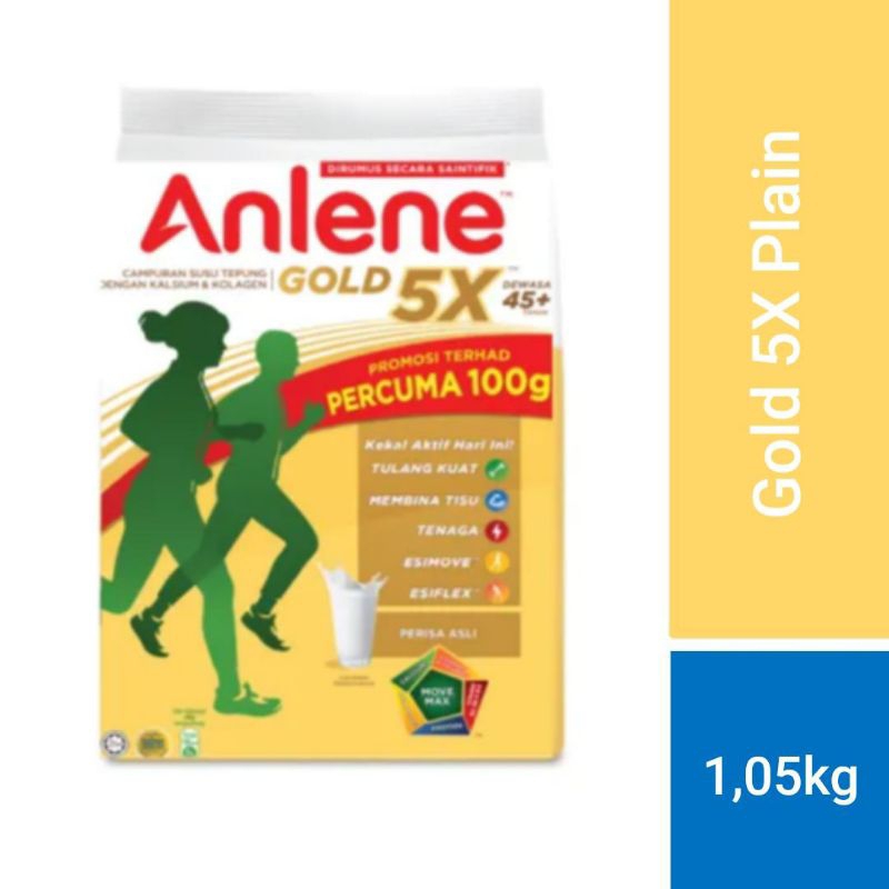 

ANLENE Gold 5X Plain High Calcium High Protein Susu Bubuk Instan Malaysia (1,05kg)