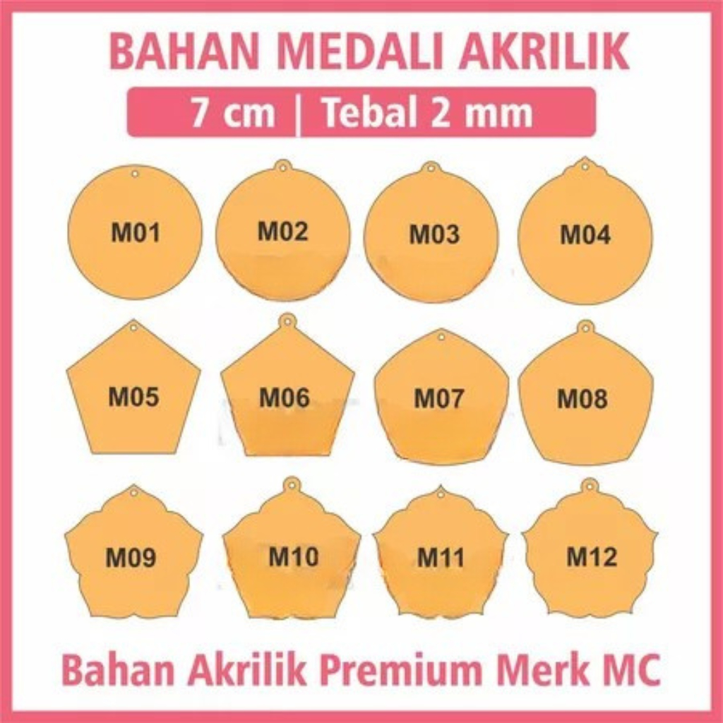 

(7x7cm) BAHAN AKRILIK MEDALI Tebal 2mm POLOS | Kualitas Terbaik Bening Putih Solid | Gordon Kosongan