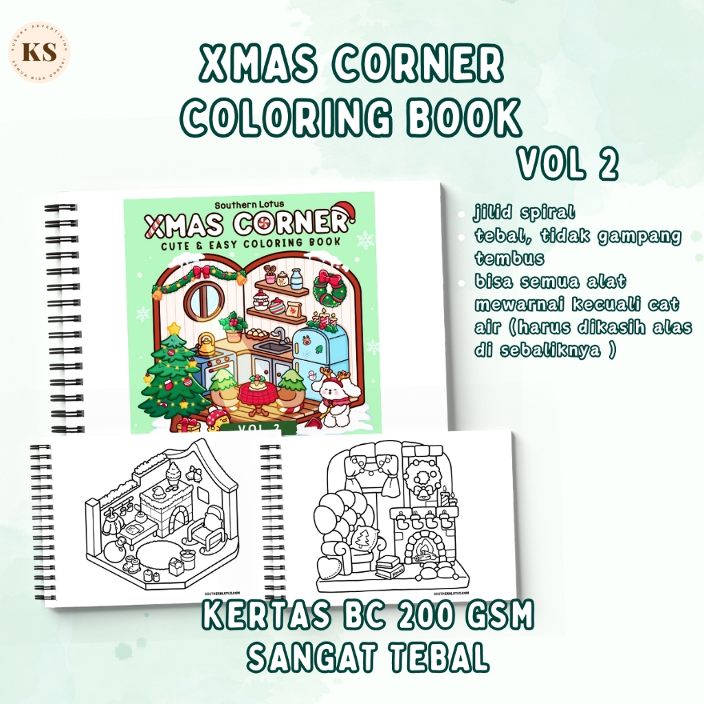 

XMAS CORNER VOL 2 Coloring Book For Kids And Adults Cute & Cozy Coloring Buku Mewarnai Remaja Dewasa