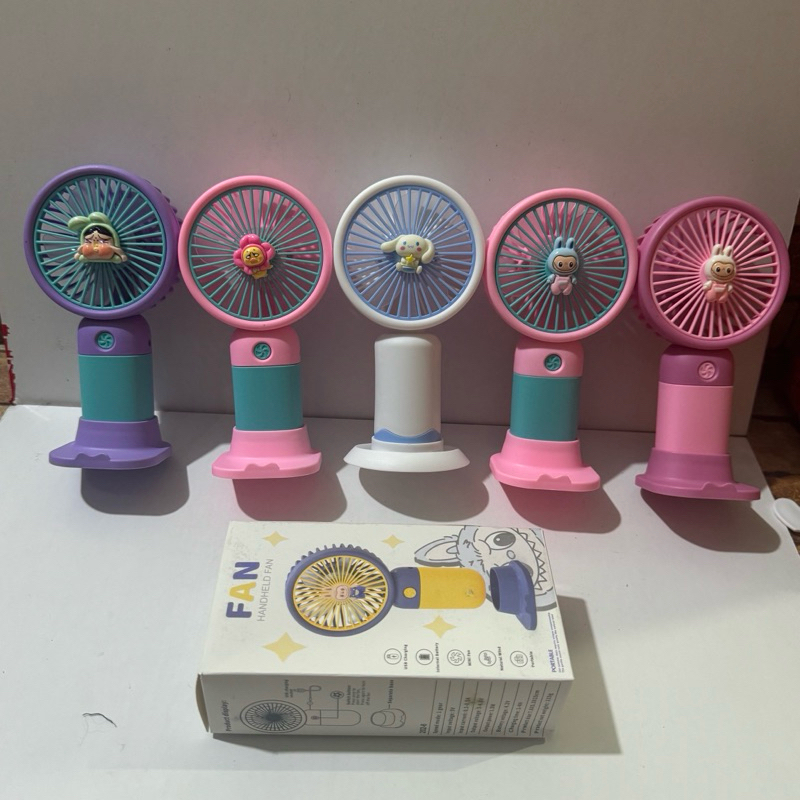 Kipas Angin Portable Mini karakter Cas USB Rechargeable Mini Fan Kipas Angin Kecil Kipas tangan