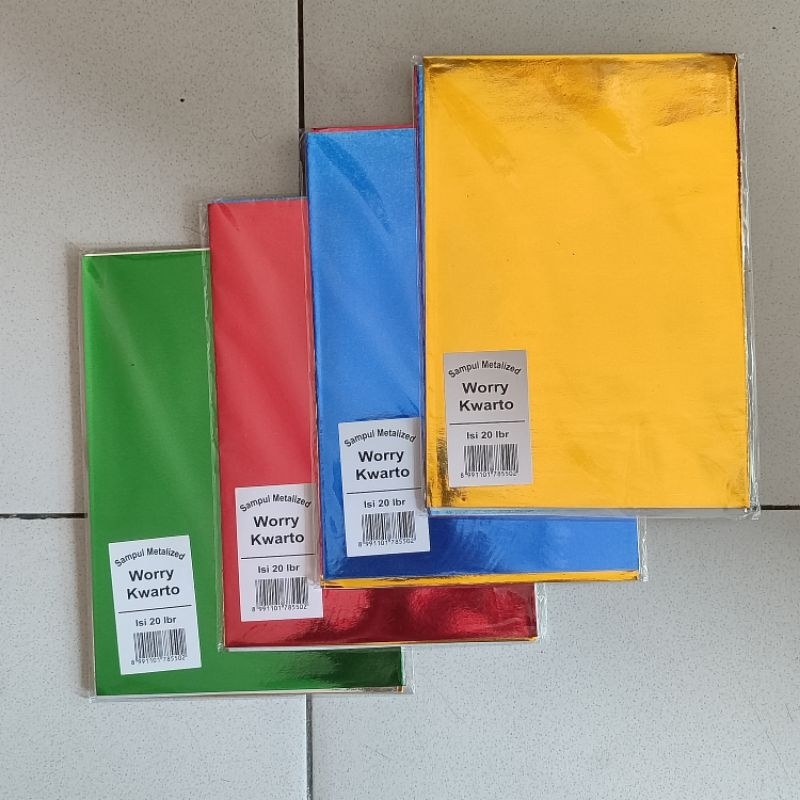 

1 Pak Sampul Buku Metalik Isi 20 Lembar ( 1 Pak 1 Warna ) UKURAN SIDU 38,58