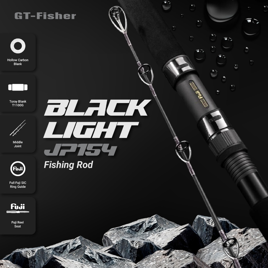 GT FISHER Joran Black Light Shore Popping 3.0m PE 2.0 - 4.0# Bahan Carbon JP154