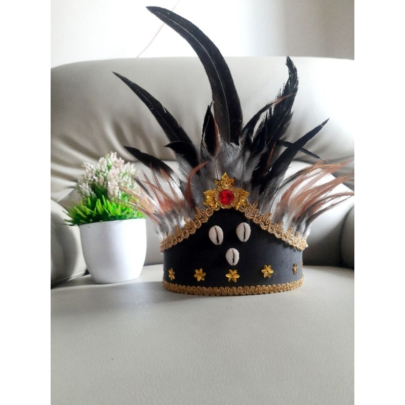 Hiasan kepala Topi Adat Papua Kerang { Bulu Premium }