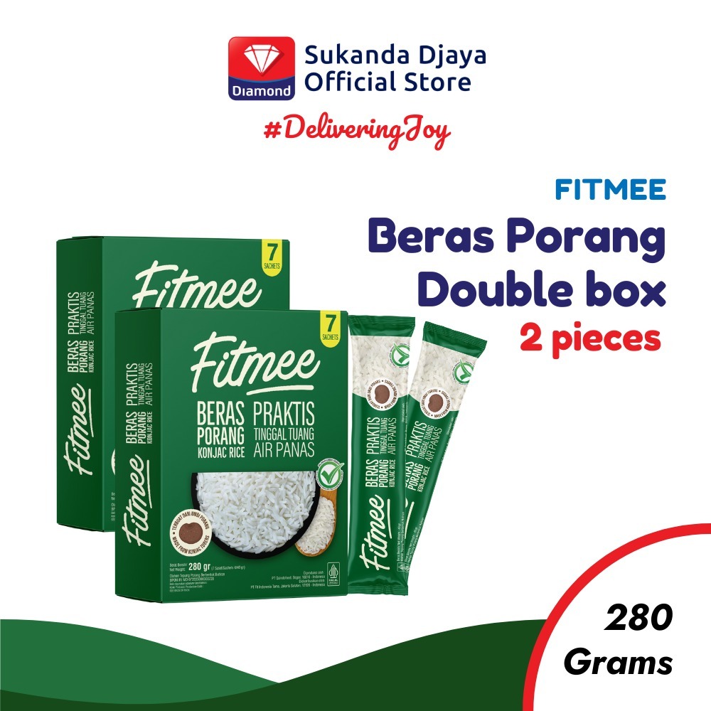 

Fitmee Beras Porang Gluten Free 280 Gr (Isi 7 pcs) - Shirataki / Konjac Rice Double box