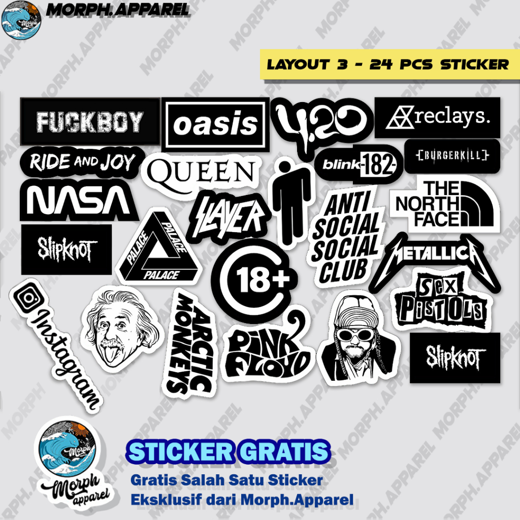 

Sticker Pack Premium - Sticker Helm / Outdoor - LAYOUT 3 Black and White Musik - Morph.Apparel