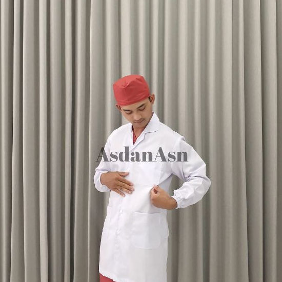 JAS LABORATORIUM PUTIH, Baju Putih, Jas Praktek Lab lengan pendek, Untuk Analis Farmasi Apoteker