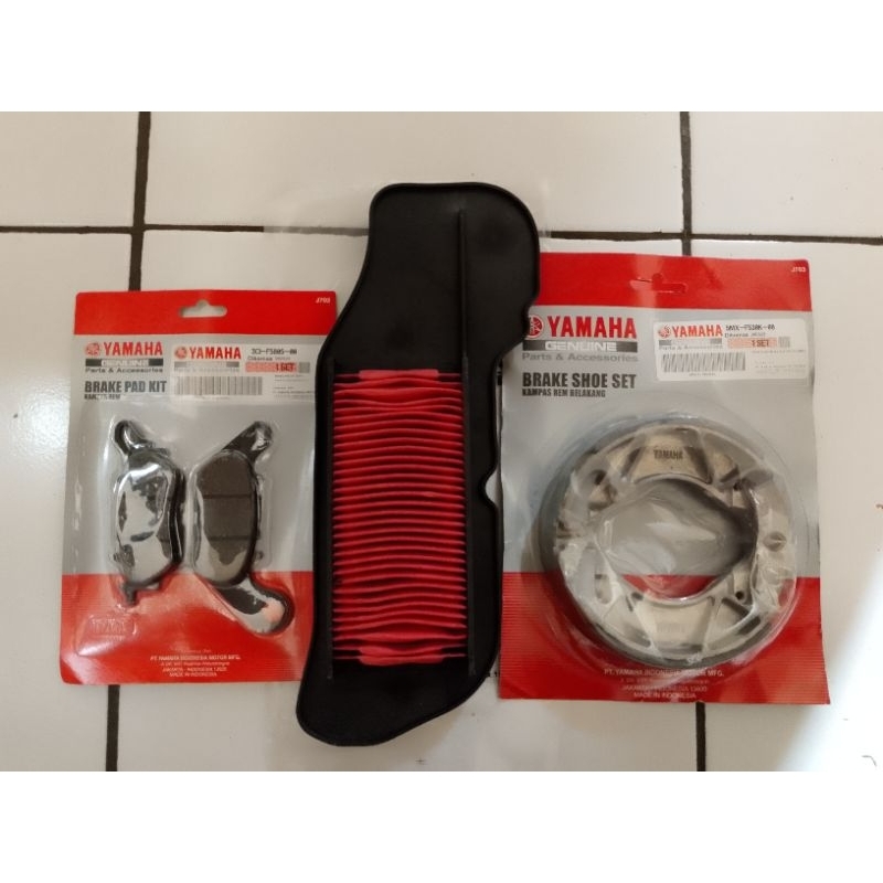 DISPAD KAMPAS REM DEPAN + KAMPAS REM BELAKANG + FILTER UDARA MIO J, SOUL GT 115, FINO 115, XRIDE 115