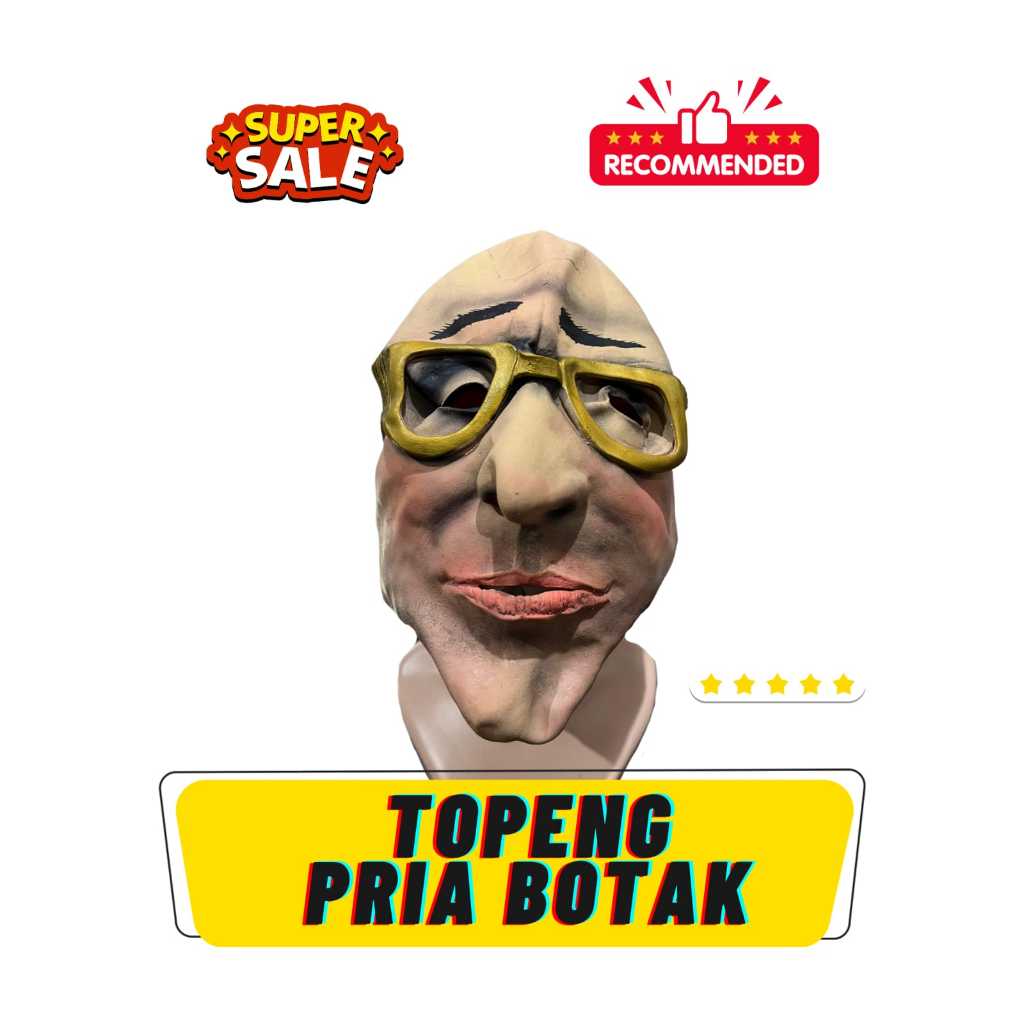 Topeng Pria Botak Berkacamata Topeng Cosplay Halloween Topeng Pesta Bahan Latex