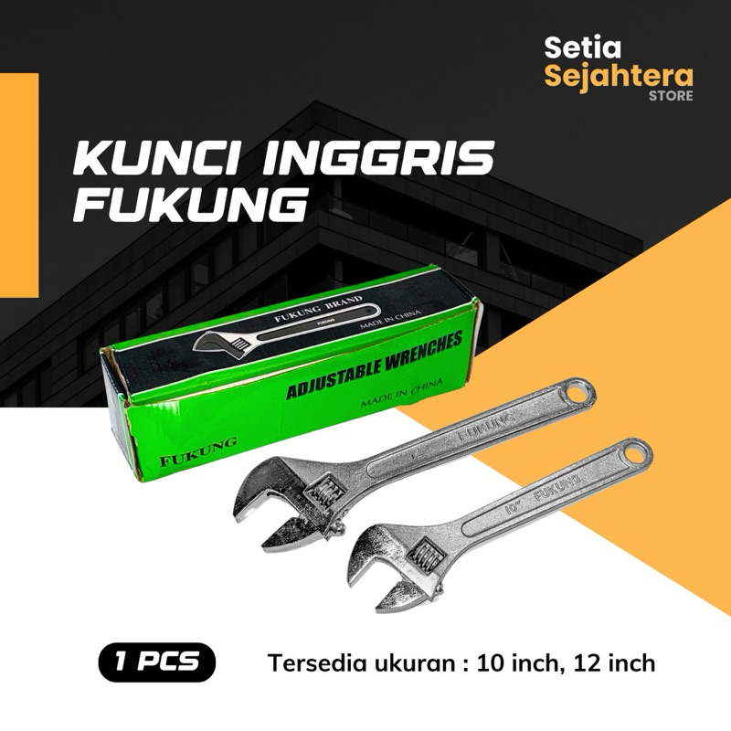 FUKUNG Kunci Inggris 10 12 inch Adjustable Wrench Baco Bago Bahco - 1 pcs