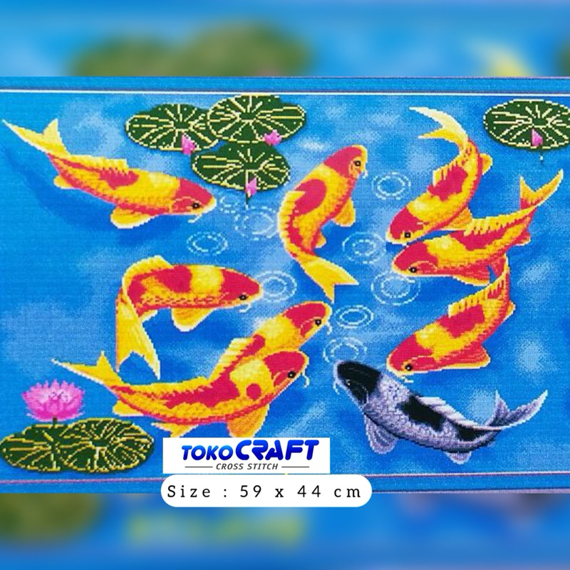 Paket Kristik Pola Cetak Surplus Year after year fish D598, Crossstitch Print Patern Surplus Year af