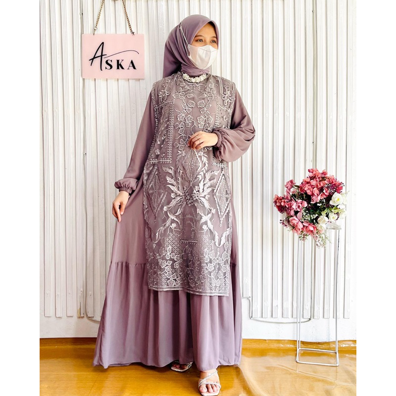 ASKA.ID - HANUM CAPE TILLE DRESS BAJU GAMIS LEBARAN