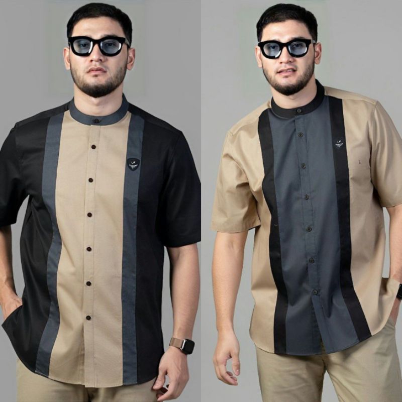 Baju Koko Kurta Mandarin Lengan Pendek