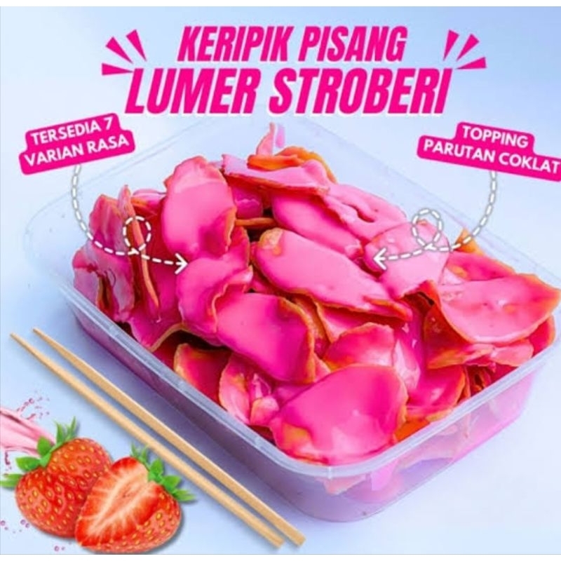 

( Tanpa Toping ) Kripik Pisang Coklat Strawberry Lumer Tanpa Toping 1000 ml