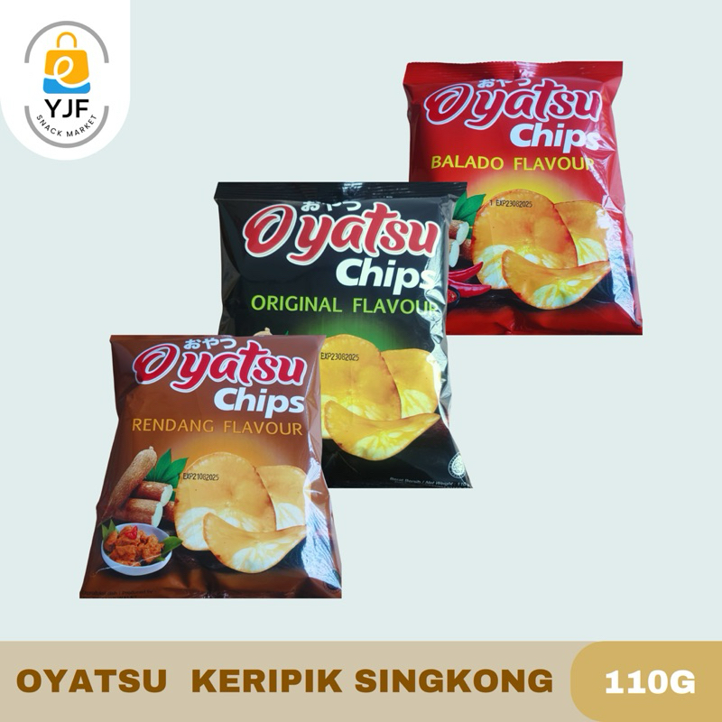 

Oyatsu Chips Snack Casava Chips / Keripik Singkong Balado / Rendang / Original - 110g