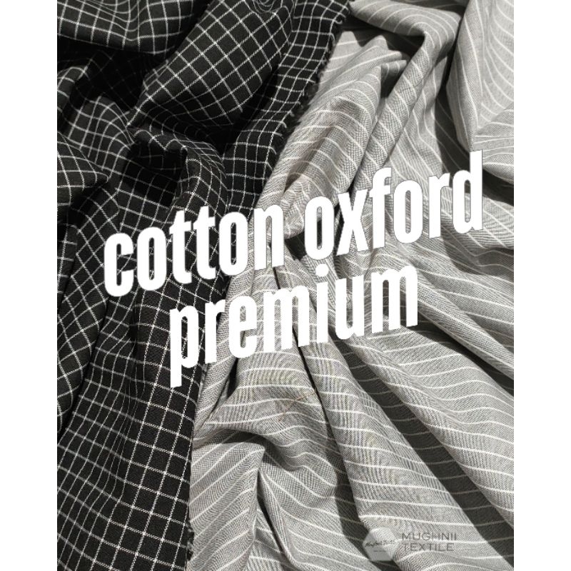 Bahan Kain Katun Oxford Motif Kotak Salur Stripe Premium