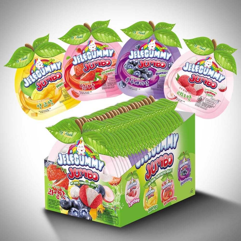 

Makanan Jelly JeleGummy Jumbo Varian Rasa HALAL 24Pcs 840Gr