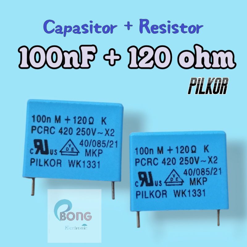 100nF +120 Ohm 250V X2 Kapasitor + Resistor Pilkor MKP