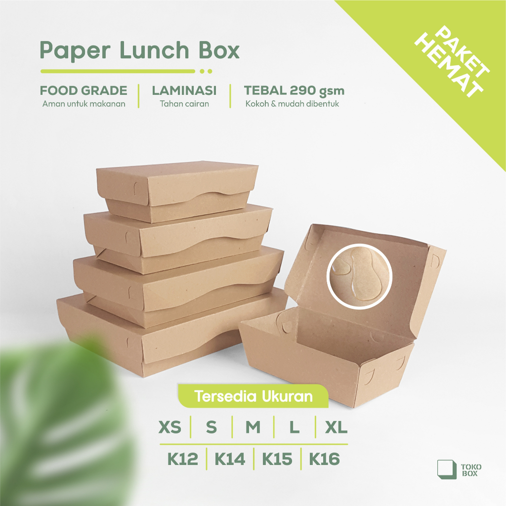 Paket Hemat | Paper Lunch Box | Kotak Kemasan Dus Makanan | Nasi | Ayam | Mie | Laminasi | Tebal 290