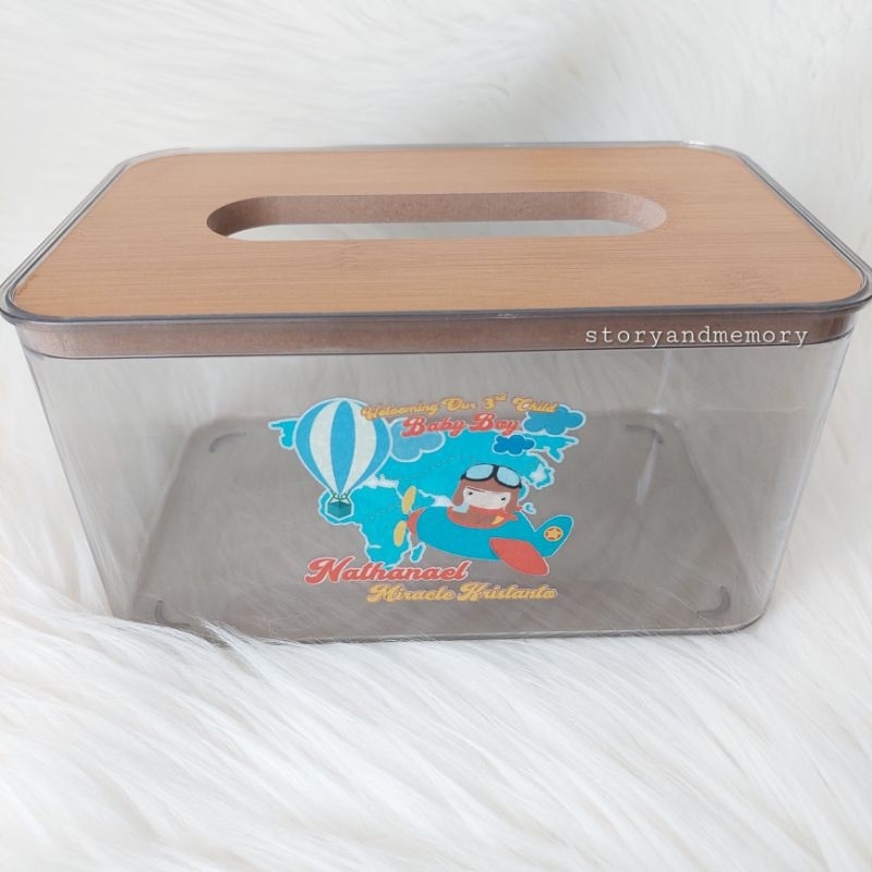 sam - tempat tissue akrilik aesthetic tempat tisu bening kayu kekinian
