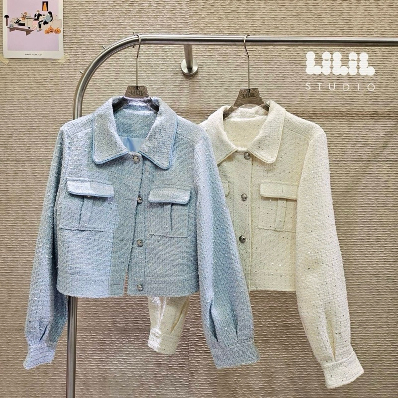 TWEED BLAZER BLUE WHITE