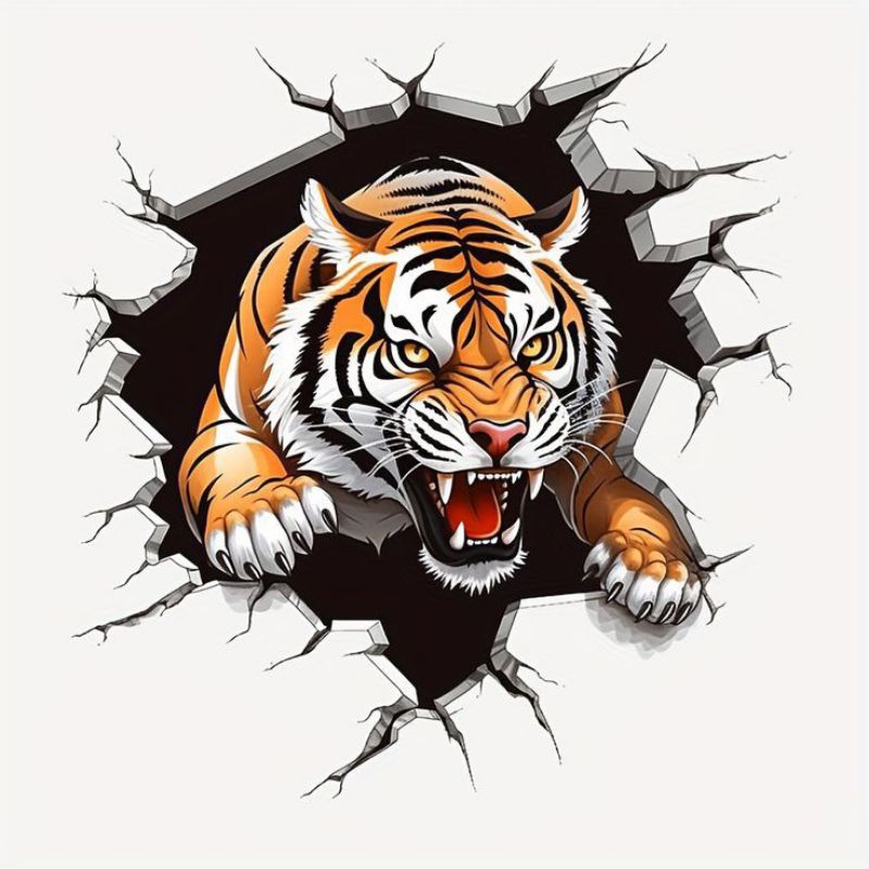 

stiker gambar harimau size 10x10 cm print cut