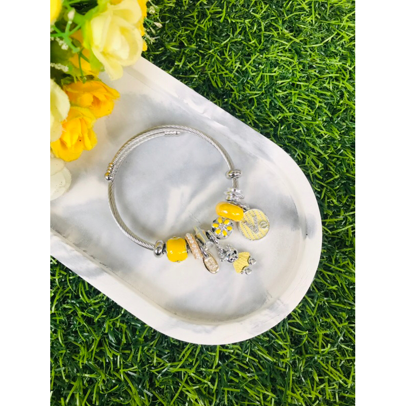 Gelang Tangan Wanita Bahan Titanium Asli Warna Silver